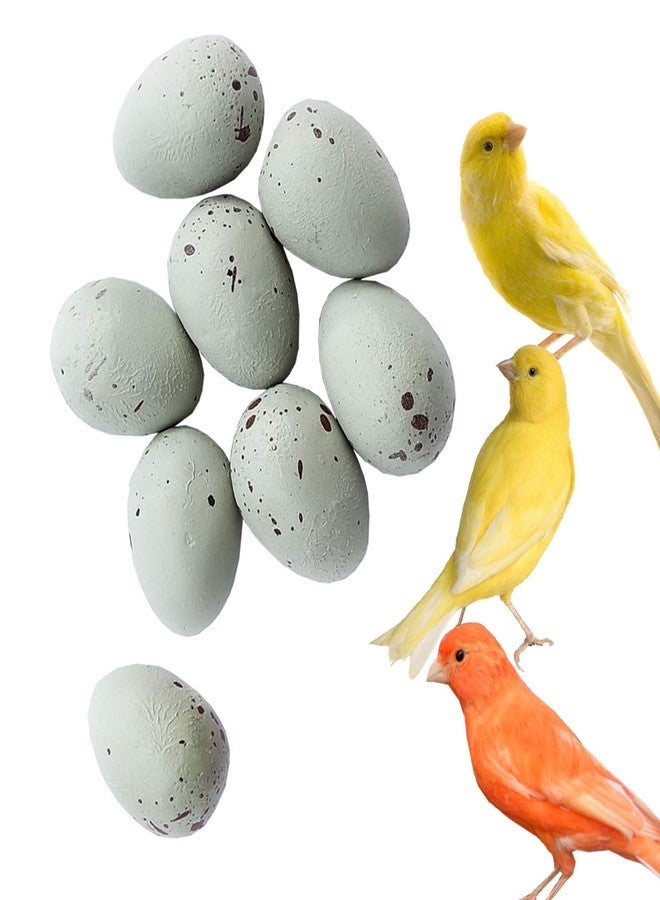 FOIBURELY 8 Pcs Solid Canary Plastic Eggs Hatching Eggs Trick The Birds to Stop Laying Eggs, Fake Eggs（19mm*13mm） - Image 1